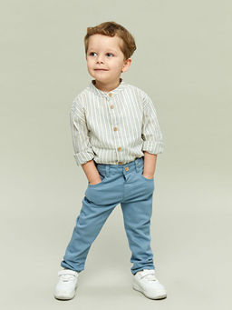 Hakim Yaka ?izgili Erkek ?ocuk G?mlek ve Pantolon 2li