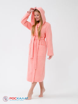 Женский халат с капюшоном светло-коралловый МЗ-06 (6)