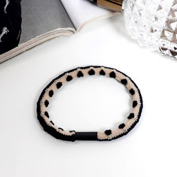 Цена за 12 шт. Резинка для волос «Спорт элит», орнамент объём, 5 см, чёрно-бежевая