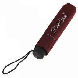 Зонт механический Моно с серебром ткань эпонж (полиэстер), 8 лучей, д/купола 92см, 3 сложения, 23,5см в сложенном виде, ручка с антискользящим покрытием, бордовый с серебряной нитью, 286гр (Китай) - Домашняя мода фото 9