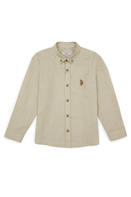 Базовая рубашка темно-хаки с длинным рукавом для мальчика