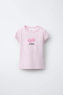 CAMISETA ESTAMPADA TEXTO / Rosa claro