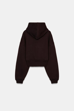 SUDADERA CROPPED CAPUCHA / Marr?n - Zara фото 8