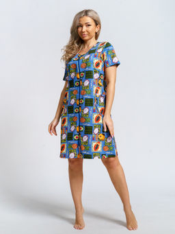 924 Халат "Тропики/голубой"