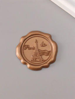 Цена за 4 шт. Сургучный оттиск «Париж», декоративный элемент для приглашений, конвертов и сертификатов, бронза, d=3.2 см