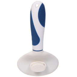 Расческа - пуходёрка для животных "ЛАПУСИКИ", коллекция БРО, прорезиненная ручка, цвет белый/голубой, 11.5*21.5см (блистер)