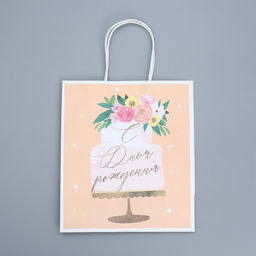 Пакет крафтовый Праздничный торт, 22 25 12 см - Доступные радости фото 5