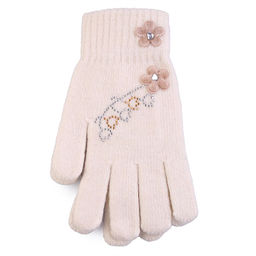 Перчатки детские однотонные с цветочками - BOZA фото 3