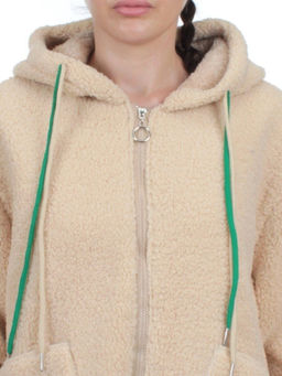 1003 BEIGE Куртка плюшевая демисезонная (65% хлопок, 35% полиэстер) оверсайз 44-54