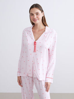 G?mlek Yaka Ba?lama Detayl? Kad?n Pijama Tak?m?