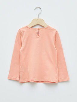 Bisiklet Yaka Uzun Kol Bask?l? Pamuklu K?z Bebek Ti??rt - Waikiki фото 2