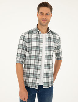 Su Ye_ili Ekose Slim Fit Uzun Kollu G_mlek