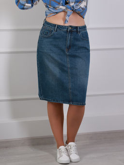 Юбка джинсовая базовая классическая - Almond фото 5