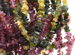 Бусины из турмалина крошка 4*1мм, 44см Радуга камня