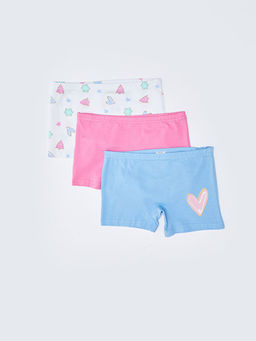 Bask?l? Pamuklu K?z ?ocuk Boxer 3l?