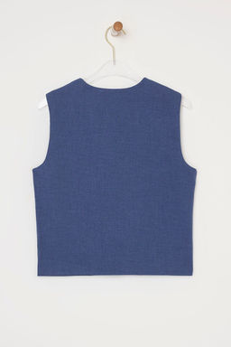 Indigo Keten Gorunumlu Nak?sl? Yelek TWOSS25YE00111