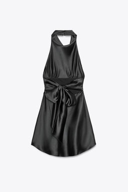 SHORT SATIN HALTER DRESS