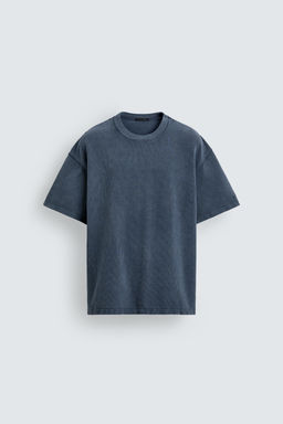 CAMISETA LAVADA ESTRUCTURA WAFFLE / Azul