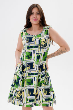 Платье женское из кулирки Кэтрин цитрусовый микс макси - Амадэль фото 10