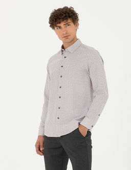 Рубашка Slim Fit коричневая с длинным рукавом