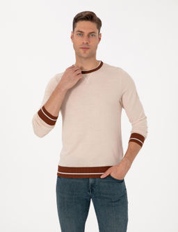 Kum Melanj Slim Fit Bisiklet Yaka Y_n Kar___ml_ Triko Kazak - Pierre cardin фото 3