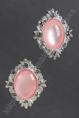 Серединка ювелирная (2 шт) SF-5952, серебро/светло-розовый №2