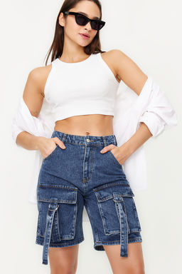 Mavi Kargo Cepli Normal Bel Denim Bermuda TWOSS24SR00014 - Trendyolmilla фото 2