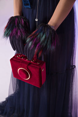 Перчатки с разноцветным мехом