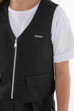 Синий школьный жилет для девочки Mooriposh, модель 1115 фото 11