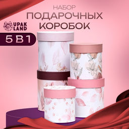 Набор шляпных подарочных коробок 5 в1 Легкость, 20?20 - 15?15 см