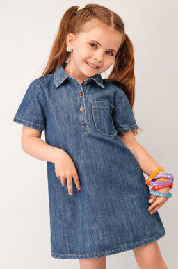 Джинсовое платье с коротким рукавом для девочки Happyfox