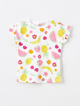 Bisiklet Yaka K?sa Kollu Bask?l? K?z Bebek ?ortlu Pijama Tak?m? - Waikiki фото 2