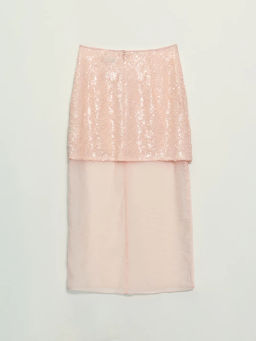 Двухслойная юбка миди с пайетками / Zarina