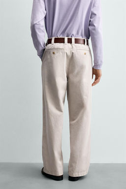 PANTAL?N CHINO STRAIGHT FIT LAVADO EFECTO VINTAGE / Beige claro