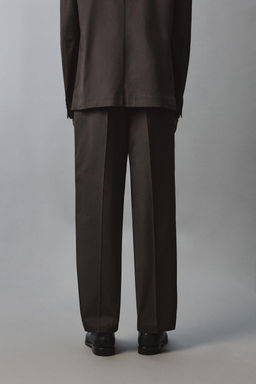 PANTAL?N REGULAR FIT TRAJE MEZCLA ALGOD?N / Marr?n - Zara фото 3