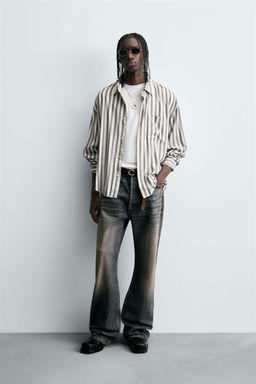 STRIPED COTTON-VISCOSE SHIRT