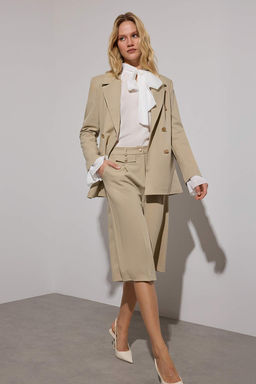 Limited Edition Vizon Straight/Duz Kesim Pilili Dokuma Kumas Sort & Bermuda TWOAW26SR00033