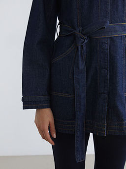 G?mlek Yaka Kad?n Jean Ceket