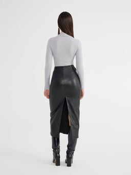 CONTE Юбка-midi из экокожи с декоративными патами LU 2853 black - Conte elegant фото 3