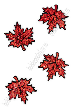 Лазерная вырубка из кожзама "Кленовый листик" 4,7см (10 шт) красный/черный, несклеенная