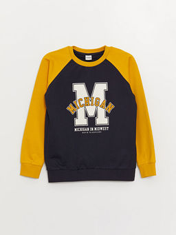 Bisiklet Yaka Bask?l? Uzun Kollu Erkek ?ocuk Sweatshirt ve E?ofman Alt? - Waikiki фото 2