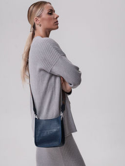 Сумка кожаная на плечо Azaro 30996 темно-синяя