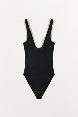 BODY SEAMLESS ENCAJE / Negro / Blanco - Zara фото 9