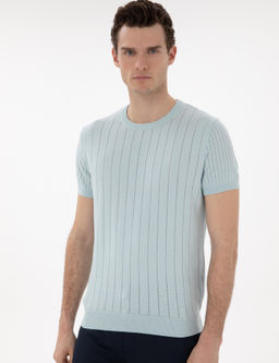 Su Ye_ili Keten Kar___ml_ Regular Fit Bisiklet Yaka Triko Ti__rt - Pierre cardin фото 3