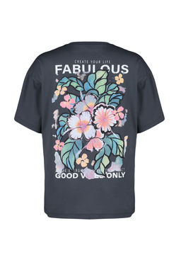 Antrasit %100 Pamuk S?rt ve On Bask?l? Oversize/Genis Kesim Orme T-Shirt TWOSS24TS00183