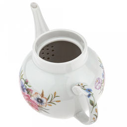 Чайник заварочный фарфоровый "Розы 3D" 2 вариант 700мл, форма "Рубин" (Россия)