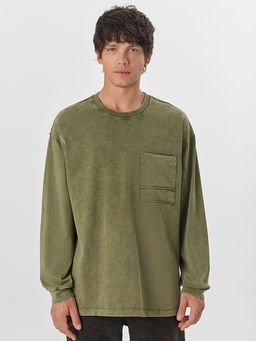 Лонгслив оверсайз мужской зеленый