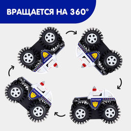 Джип-перевёртыш Полиция, работает от батареек, цвет чёрный - АвтоГрад фото 3