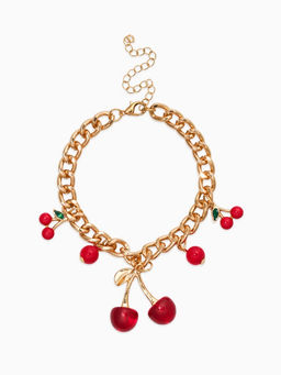 Браслет цепочка с подвесками «Вишневый рай. Большая вишенка», L=17 см, красный в золоте
