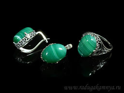 Кольцо Серьги с агатом тонированным, цв.зеленый размер 19